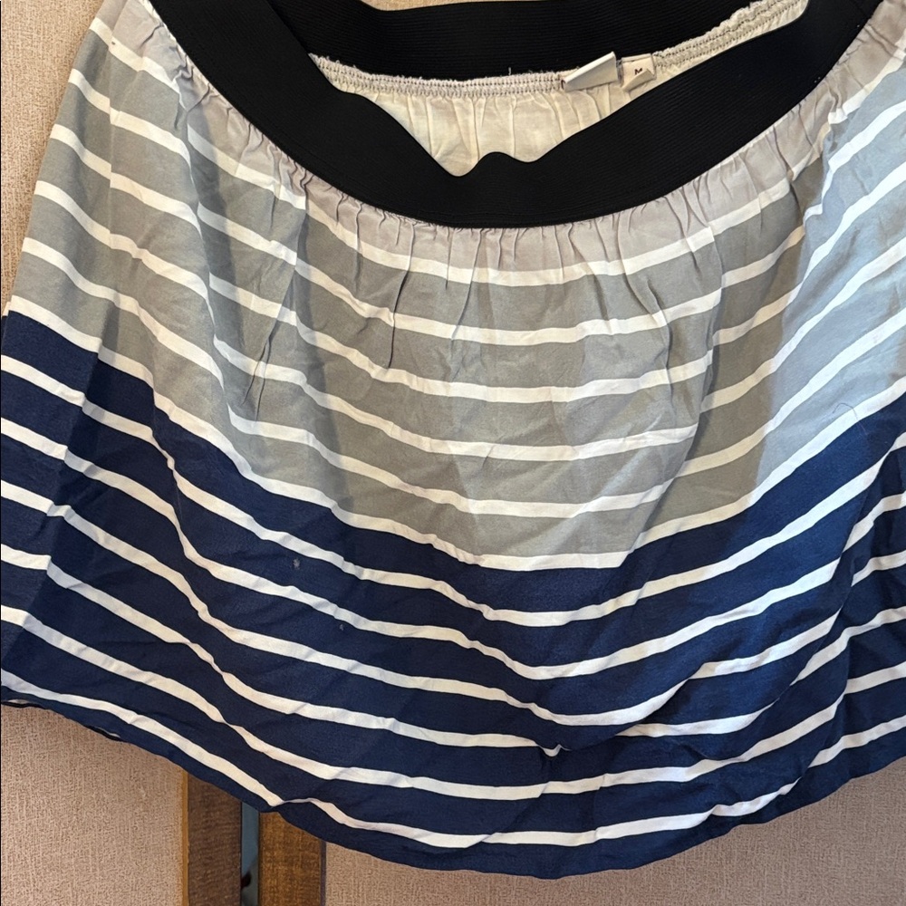 FINAL MARKDOWN SO junior Navy and Gray Striped Skater Skirt medium